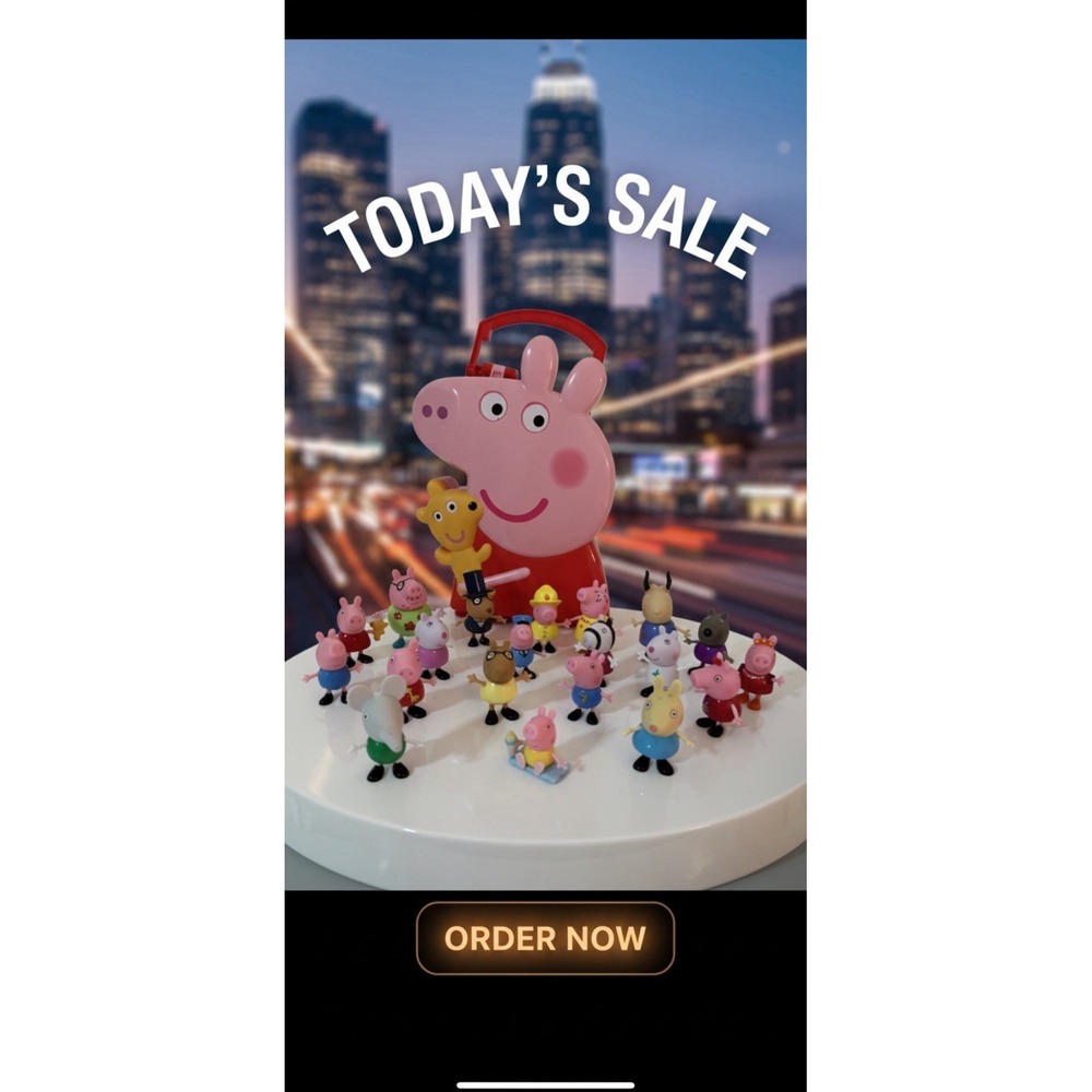 #205 Pepa Pig Carry Case Plastic toy Storage  With 20 Pepa  Pigs Forever Friends